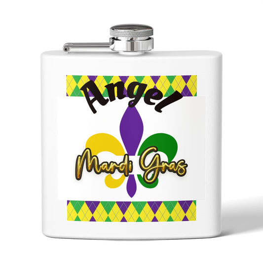 Mardi Gras Stainless Steel Flask, 6oz